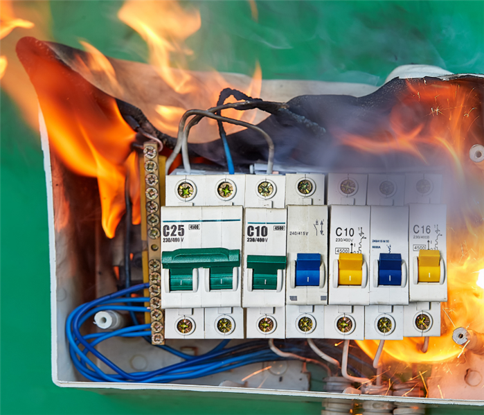 electrical fire on electrical circuit 